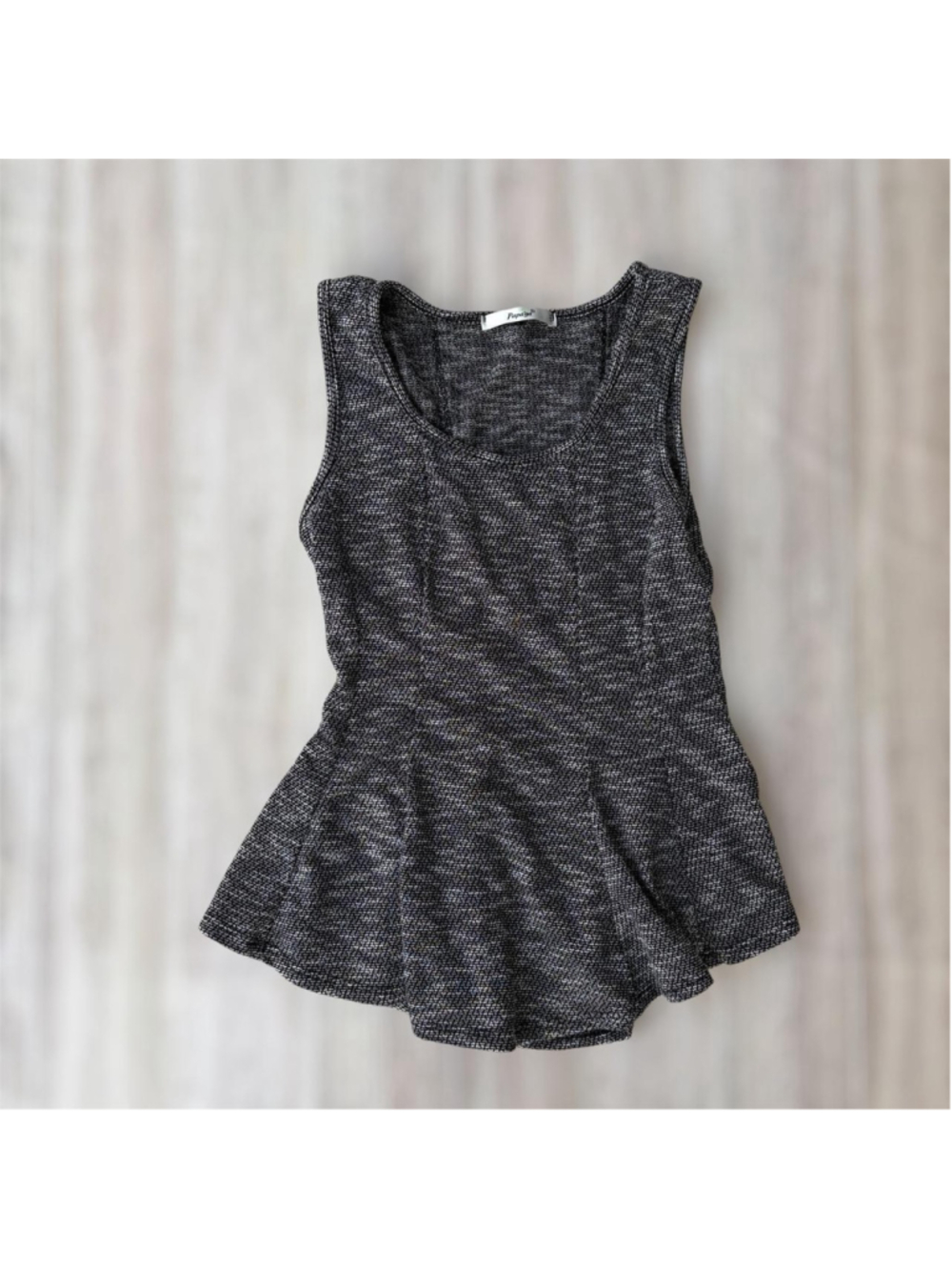 Papaya Peplum Tank Top — Tweed Knit, Sleeveless — Sz Small, EUC